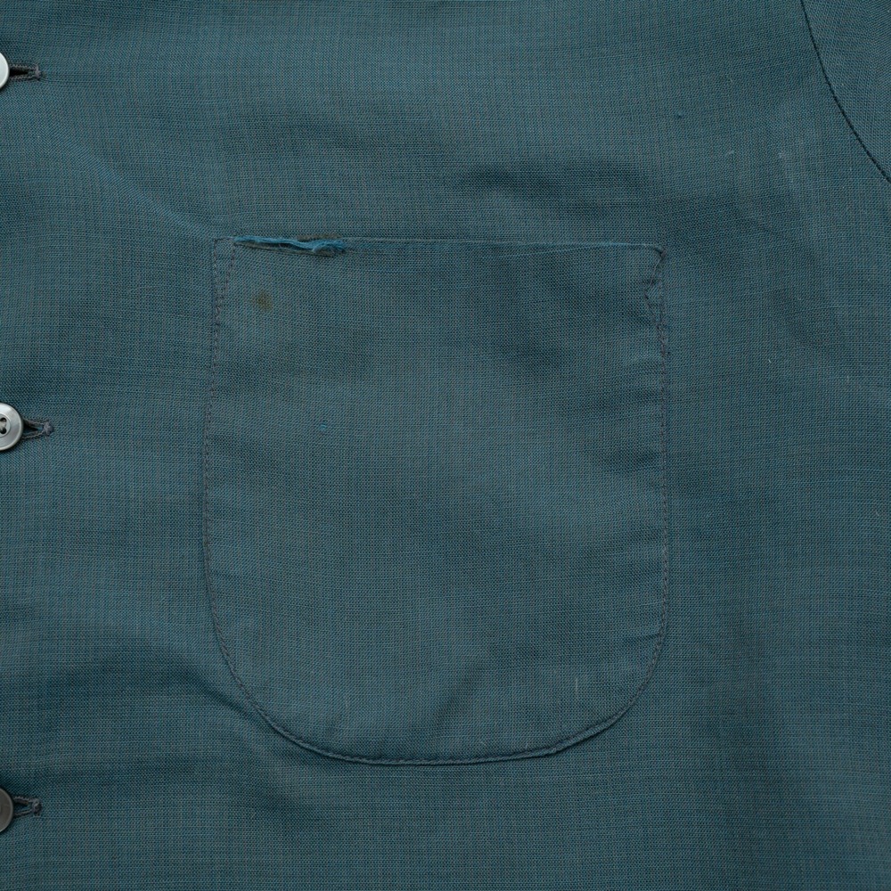 Vtg 60s Cotton Camp Loop Collar Mansmooth Selvedge Button Up Shirt Manhattan M - Picture 8 of 10